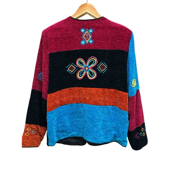VTG Allure Patchwork Sweater Jacket M Art to Wear Button Up Multicolor - Picture 2 of 7